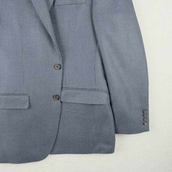 Chaps Blazer 38R Blue Geometric Two Button Double Vent Business Casual Formal - Picture 3 of 13